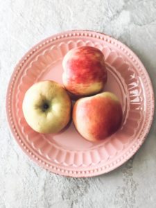 healthy valentine's treat red honeycrisp apples on a pink plate