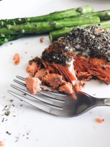 baked salmon on plate