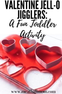 Looking For a Fun Toddler Activity for Valentine's Day? These Jell-O Jigglers are sure to be a hit! #valentinesday #valentinetreat #valentinedessert #toddleractivity #valentine #valentinedessertideas #valentineidea #toddlers #dessert #dessertideas #jello
