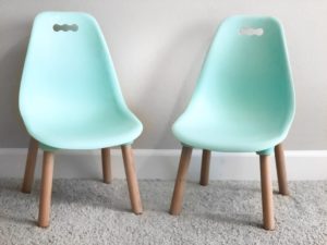 set of two mint green modern toddler chairs