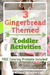  I'm sharing 3 Gingerbread Themed Toddler Activities (one recipe, one book,and one craft) for you and your little ones to enjoy!