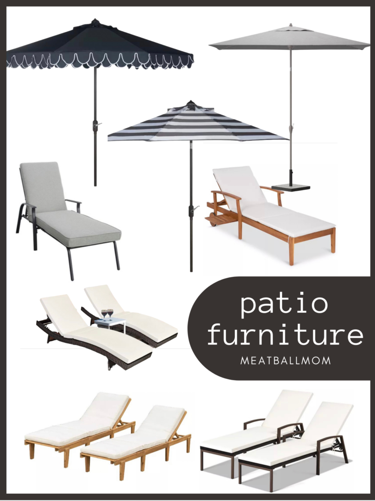 patio-furniture-loungechairs-and-umbrellas-collage