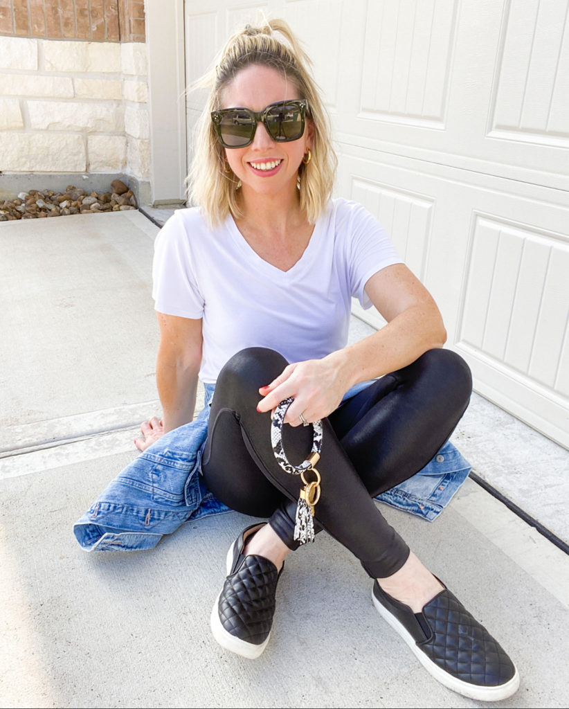 Styling Spanx Faux Leather Leggings For Everyday: A Comfy Outfit Formula -  The Mom Edit