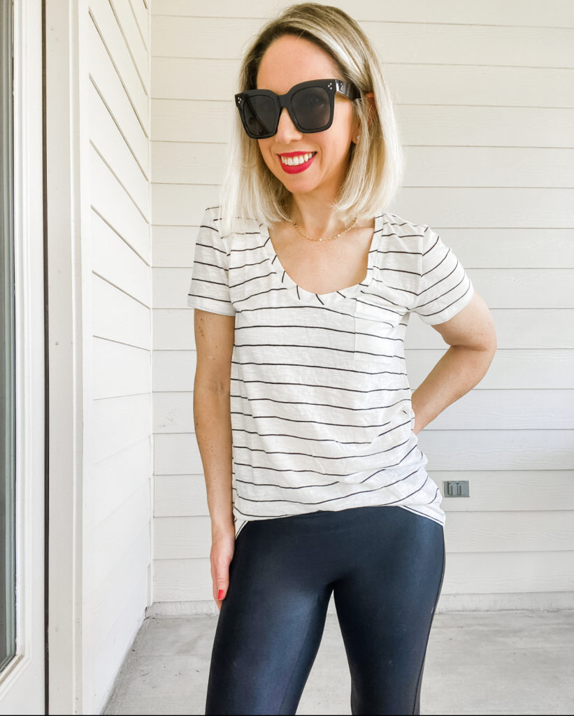 6 Ways To Style Spanx Faux Leather Leggings - Red White & Denim
